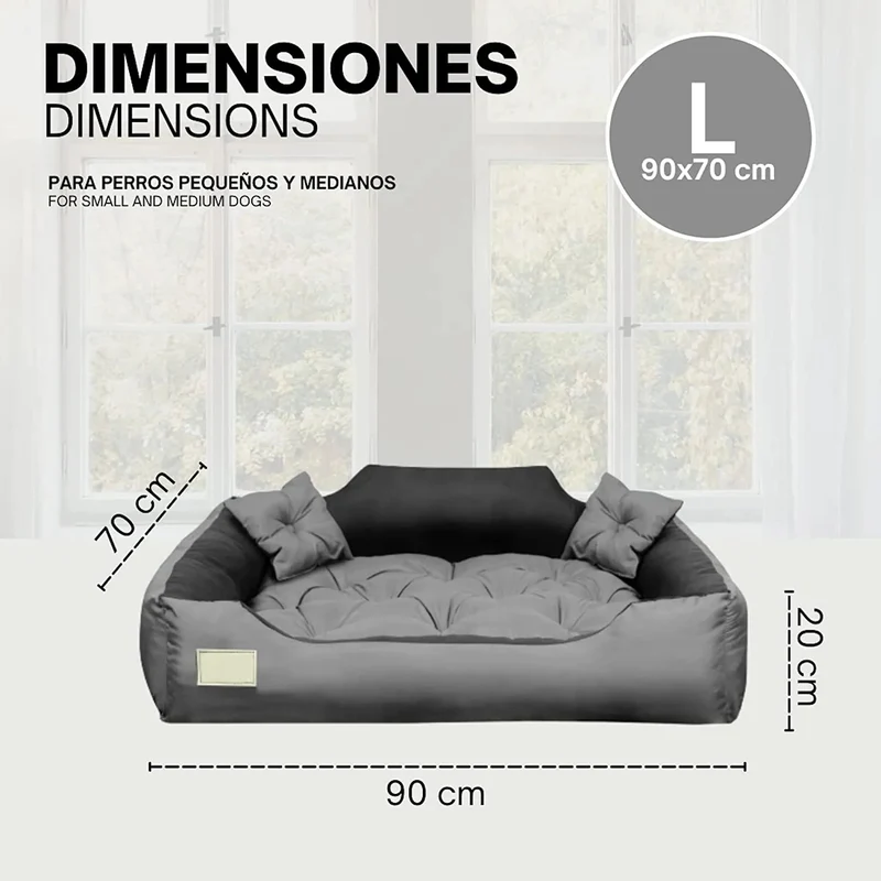 CAMA PERSONALIZÁVEL para cães grandes e médios, anti-mordidas, lavável, com 2 almofadas