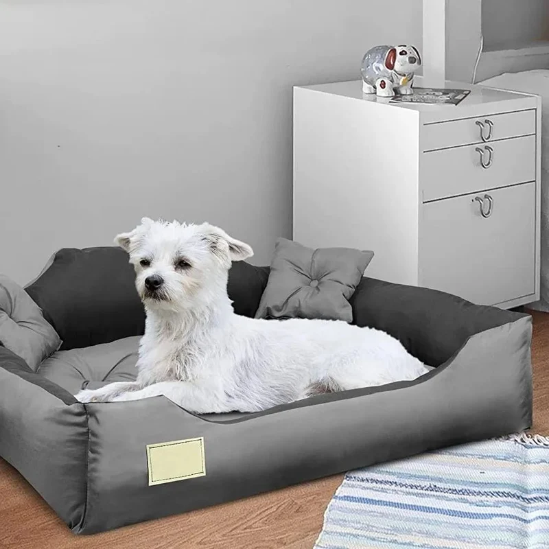 CAMA PERSONALIZÁVEL para cães grandes e médios, anti-mordidas, lavável, com 2 almofadas