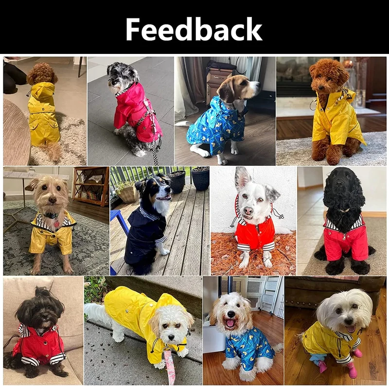Capa de chuva para cães com fecho de correr e botões refletores, resistente ao vento e à chuva, cordão ajustável, capuz removível