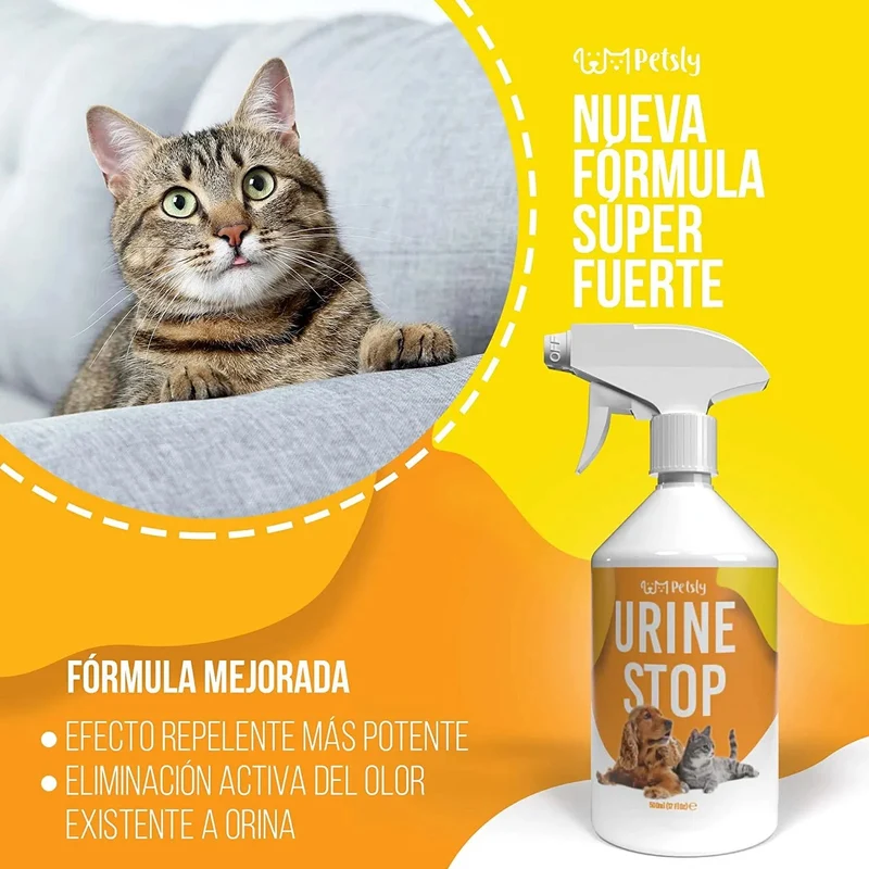 Petsly Spray anti-urina para cães e gatos - Orgânico - 500 ml - dupla ação: Repele Urina e elimina maus odores