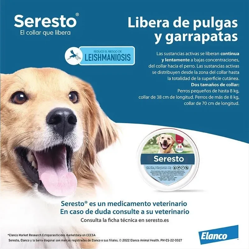 SERESTO Desparasitante Coleira para Cão Grande mais de 8 KG (70 CM)