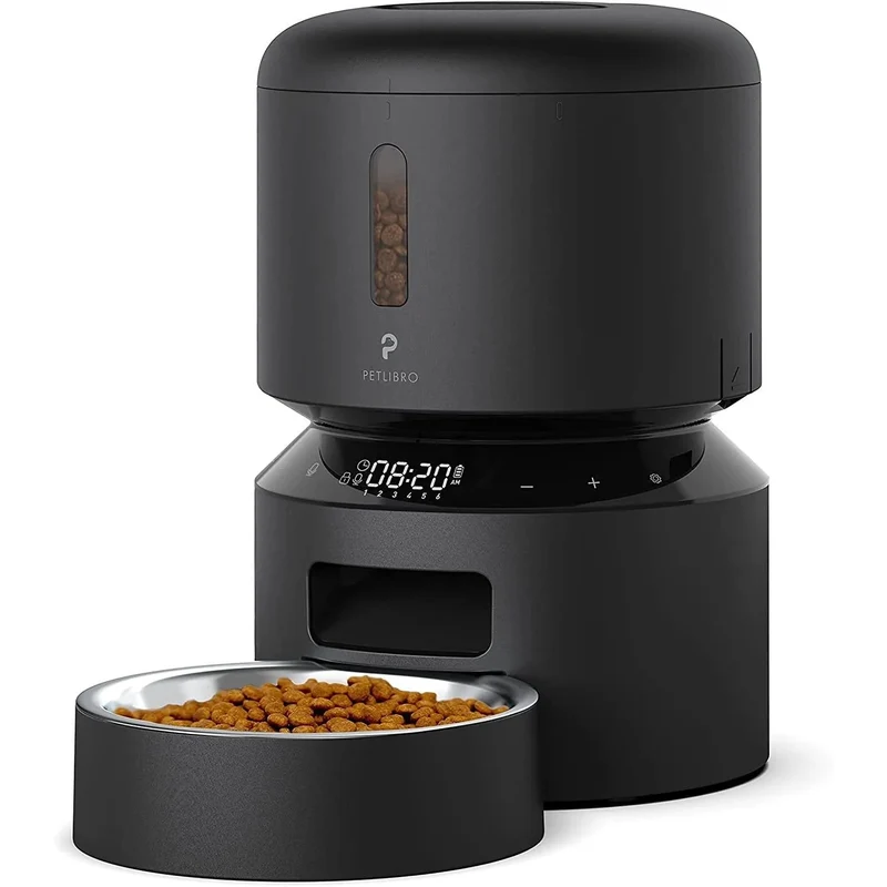 Alimentador Automático 3 L ideal para Gatos, com gravação de voz 10 seg, até 50 porções 6 refeições por dia, com tigela de aço inoxidável e tampa Twist Lock
