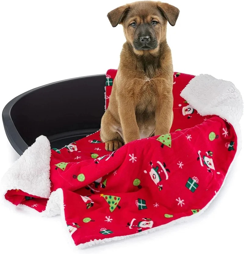 Manta Peluda de luxo para cães ou gatos, 72 cm x 110 cm, design de Natal, lavável na máquina