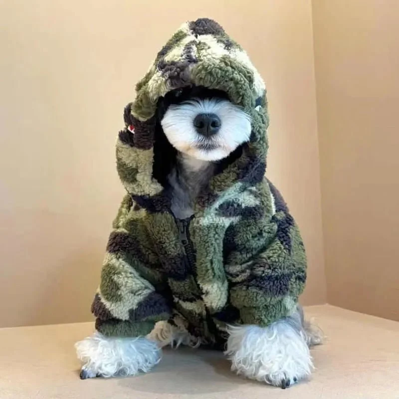Blusão / Camisola com padrão de Camuflagem - Quente e Confortável - Para Cães Pequenos e Médios