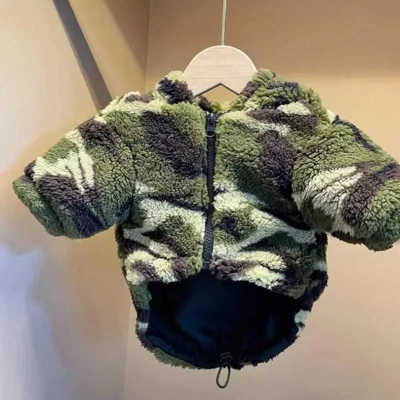 Blusão / Camisola com padrão de Camuflagem - Quente e Confortável - Para Cães Pequenos e Médios
