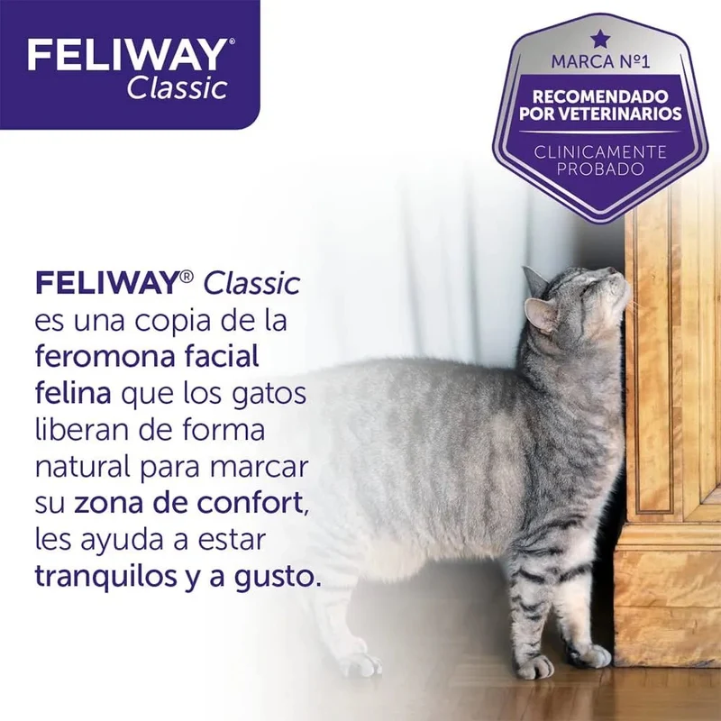 FELIWAY Classic - Antistress para gatos - marcação com urina, medos, mudanças no ambiente, arranhões verticais - difusor + substituição 48 ml