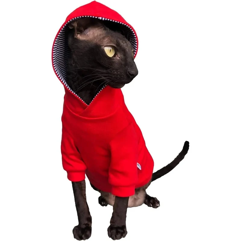 Camisola com capuz para gato
