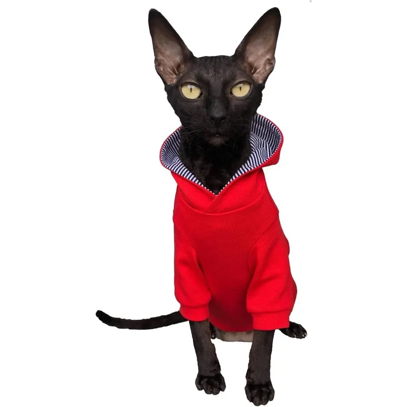 Camisola com capuz para gato