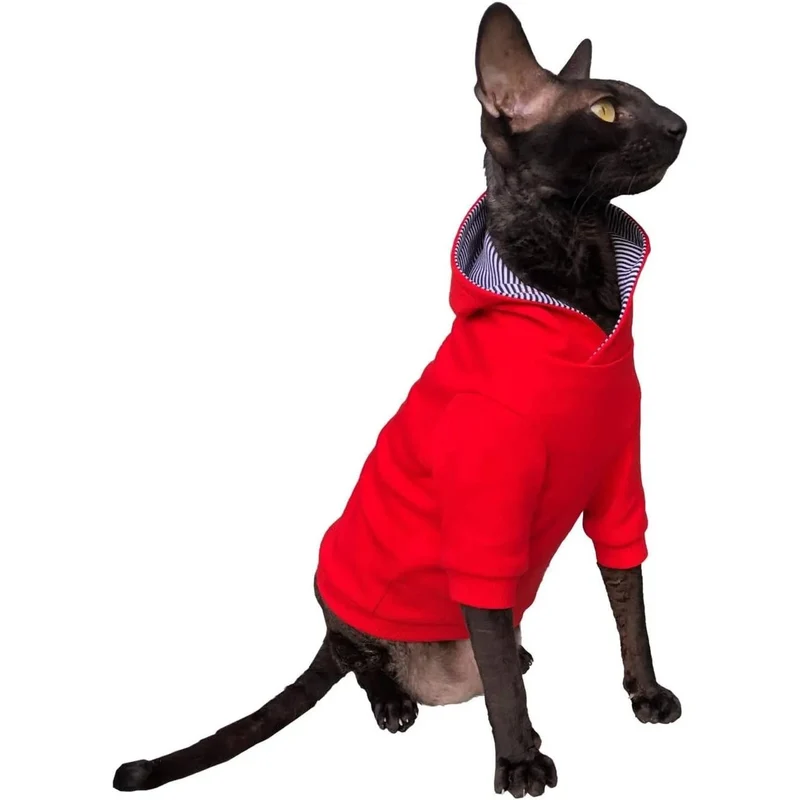 Camisola com capuz para gato
