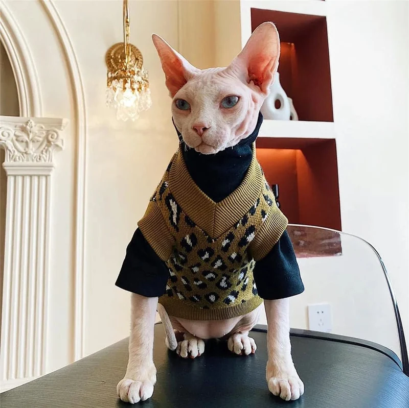 Camisola, com manga e sem manga, para gato Sphynx