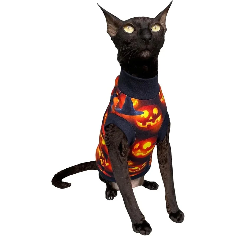 T-shirt Luciano's Halloween para Gato Sphynx
