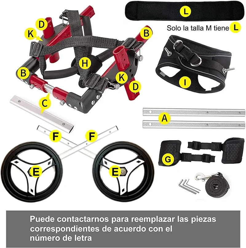 Cadeira de Rodas / Andarilho para Cães, Ajustável, para pernas traseiras incapacitadas