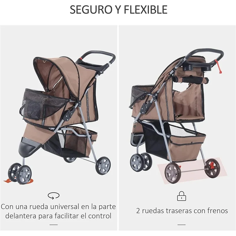 Carrinho Dobrável com Rodas para Animais de Estimação
