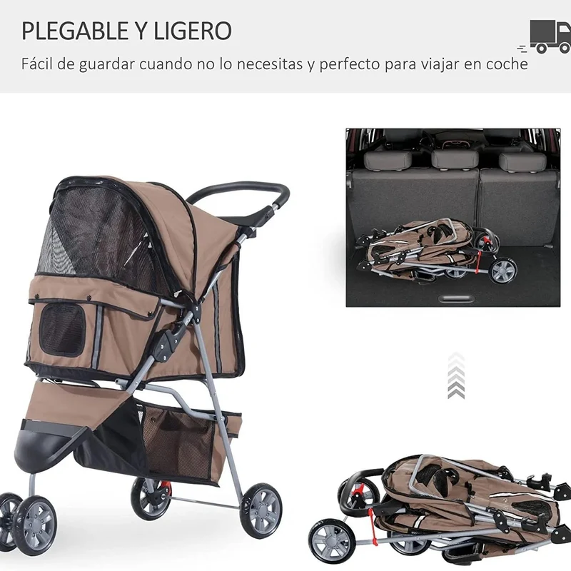 Carrinho Dobrável com Rodas para Animais de Estimação
