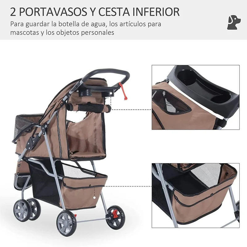 Carrinho Dobrável com Rodas para Animais de Estimação