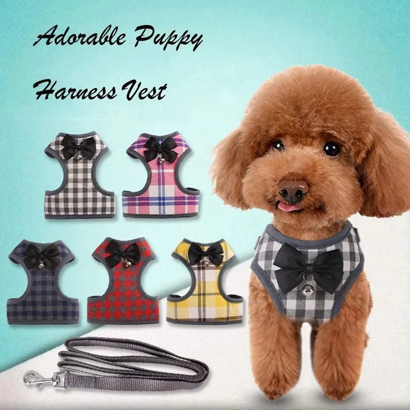 Conjunto de Trela e Arnês / Peitoral para Gatos ou Cães Pequenos, Macio e Respirável