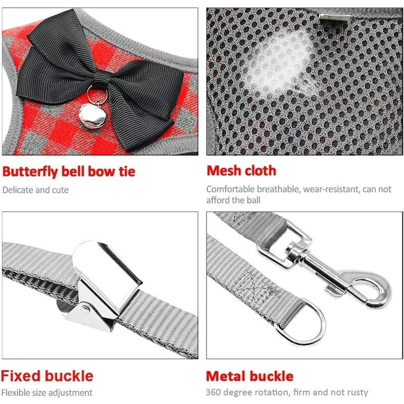 Conjunto de Trela e Arnês / Peitoral para Gatos ou Cães Pequenos, Macio e Respirável