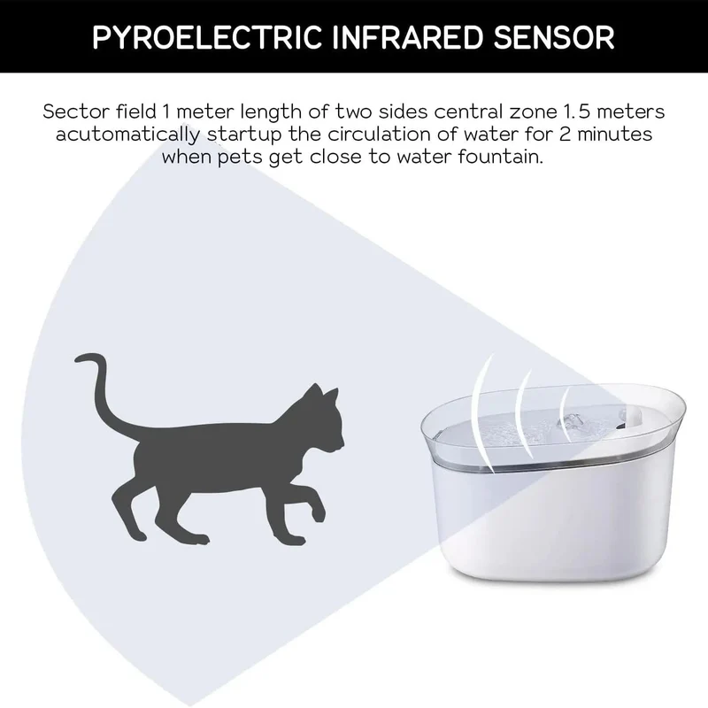 Fonte para Gatos, 2,5 Litros, Bebedouro Automático com Sensor de Infravermelhos + 2 filtros de carbono