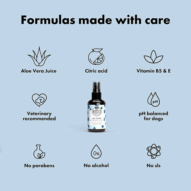 Spray Limpador de Olhos para Cães - com Aloé Vera e vitamina B5 (100 ml) - Orgânico - Belly