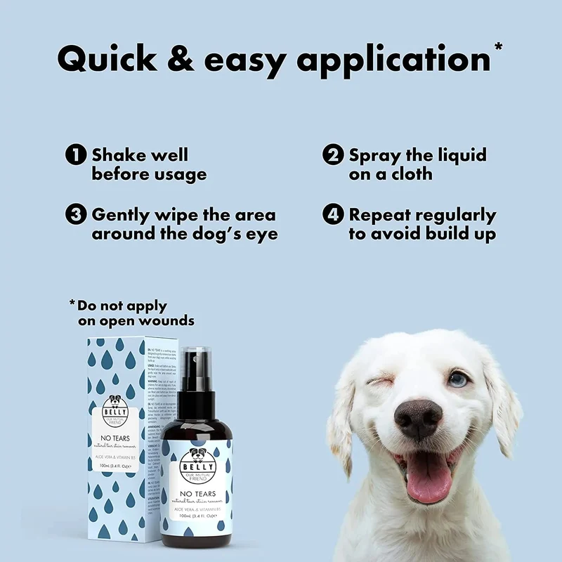 Spray Limpador de Olhos para Cães - com Aloé Vera e vitamina B5 (100 ml) - Orgânico - Belly