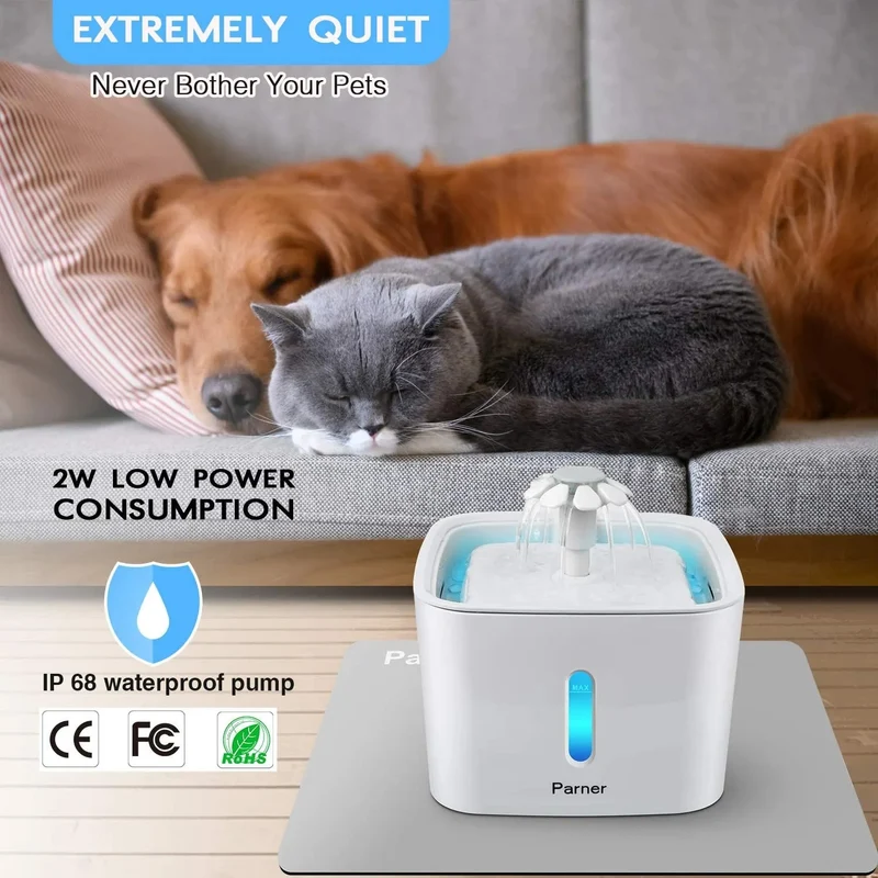 Fonte de Água Bebedouro 2,5 litros + 4 Filtros, para Gatos ou Cães