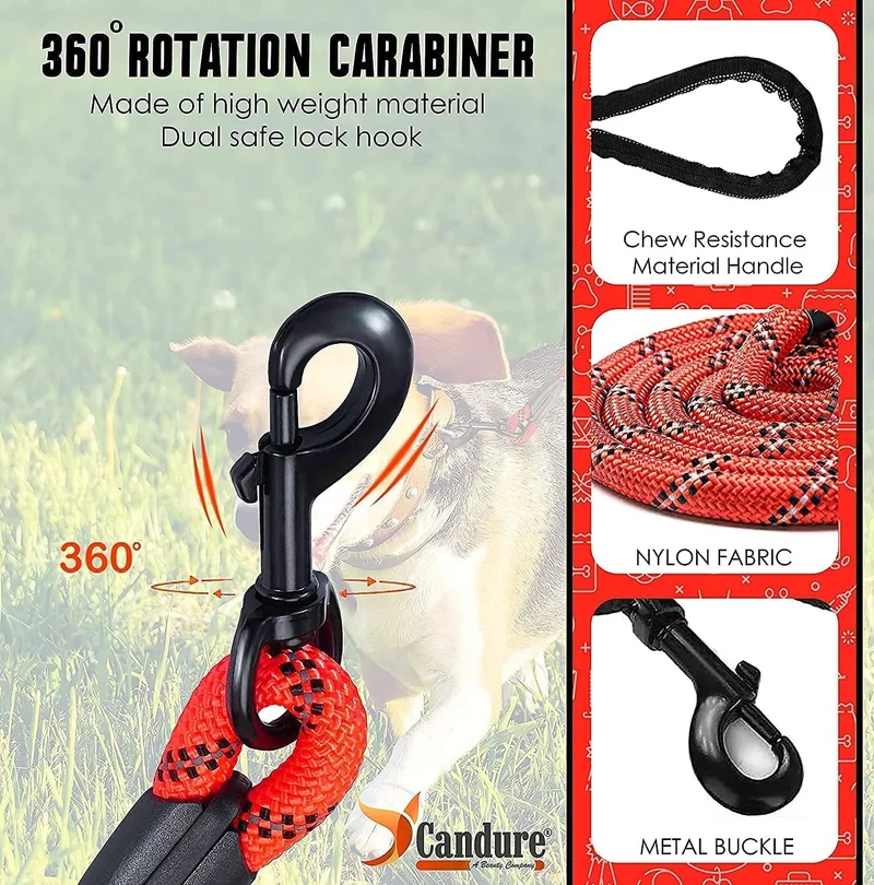 Trela / Correia para Cão com Pega Acolchoada Macia em Nylon sólido/longo, Refletora