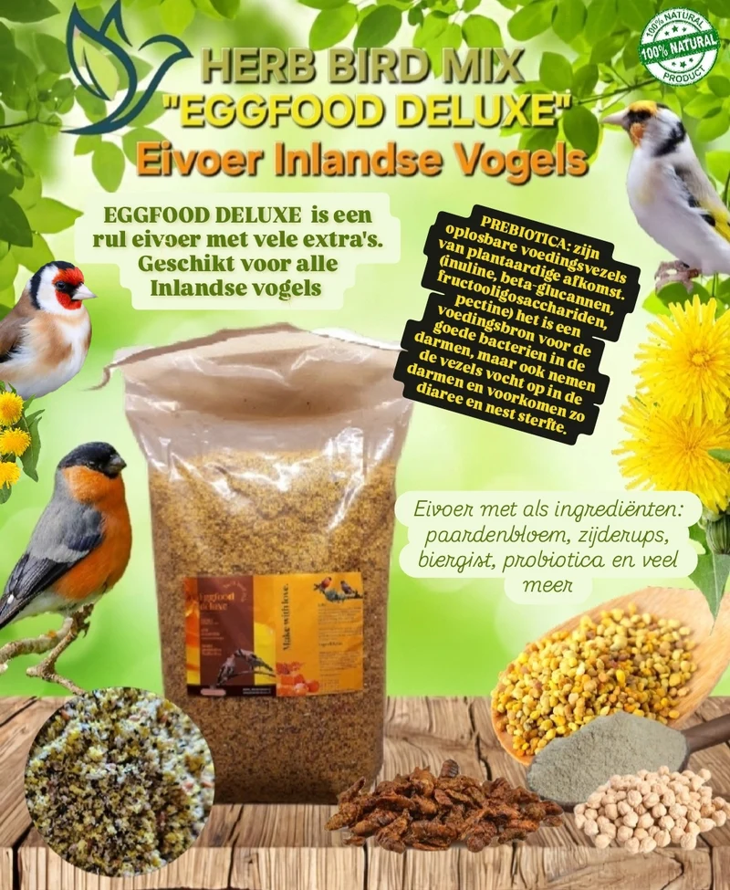 Eggfood Deluxe 10kg 14,2% Proteine ​​(+ Löwenzahn, Bierhefe, Seidenraupen ...)