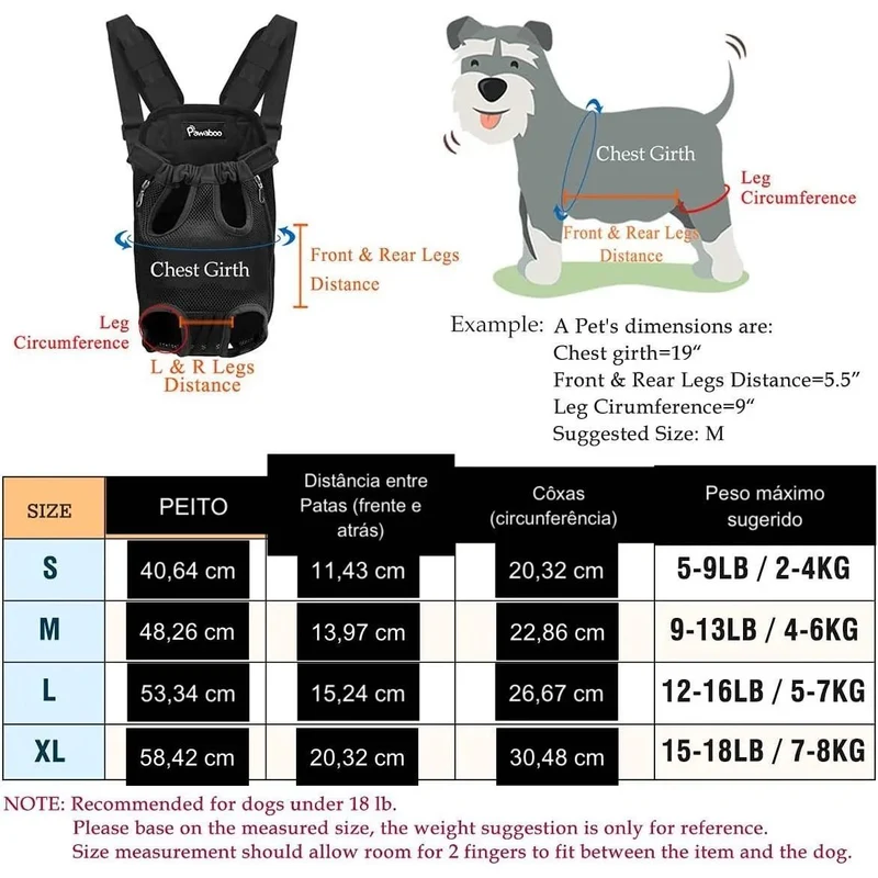 Mochila Transportadora Frontal Ajustável para Cães Pequenos