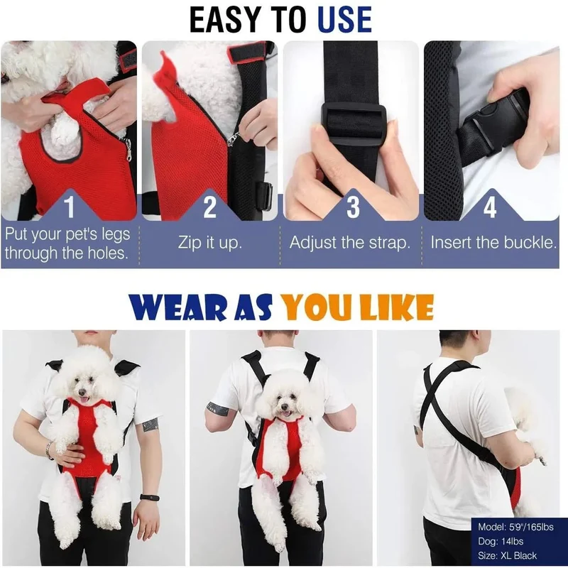 Mochila Transportadora Frontal Ajustável para Cães Pequenos