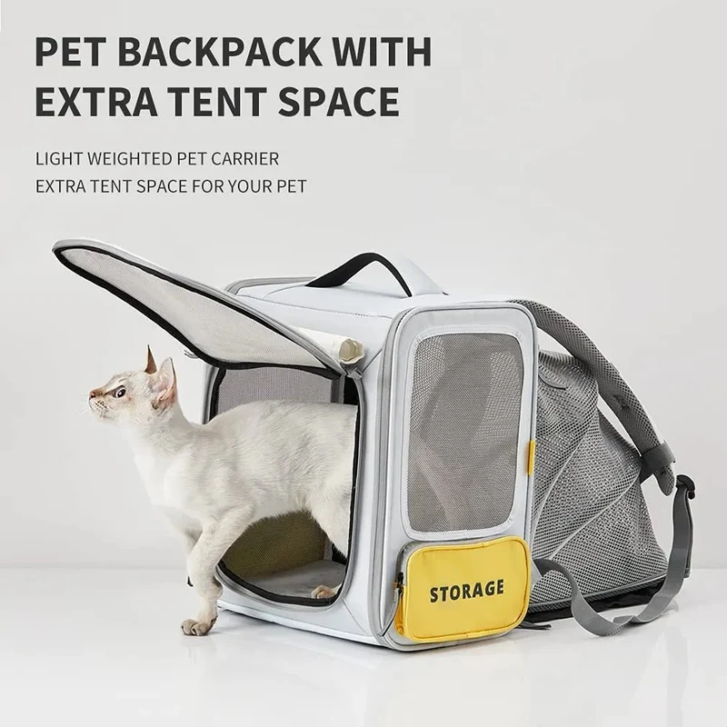 Mochila Transportadora Breezy Zone para gatos e cães pequenos, Expansível e Dobrável - Mochila de viagem