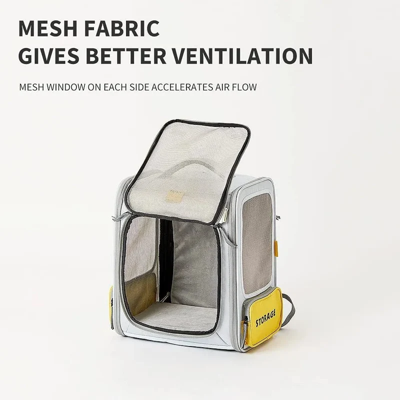 Mochila Transportadora Breezy Zone para gatos e cães pequenos, Expansível e Dobrável - Mochila de viagem
