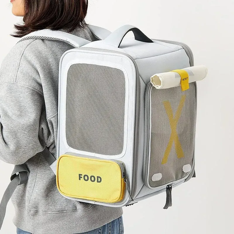Mochila Transportadora Breezy Zone para gatos e cães pequenos, Expansível e Dobrável - Mochila de viagem