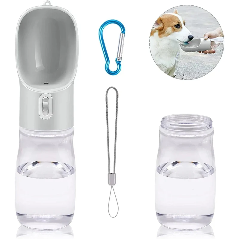 Bebedouro / Garrafa de Água Portátil para Cães e Gatos, com Comedouro (258 ml)