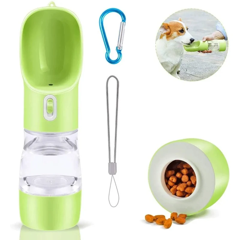 Bebedouro / Garrafa de Água Portátil para Cães e Gatos, com Comedouro (258 ml)