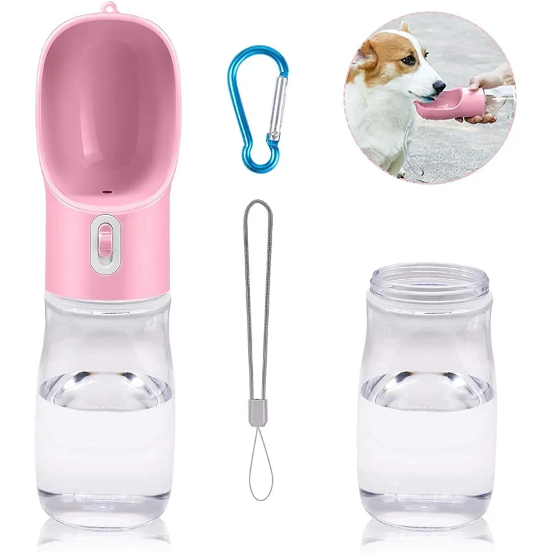 Bebedouro / Garrafa de Água Portátil para Cães e Gatos, com Comedouro (258 ml)
