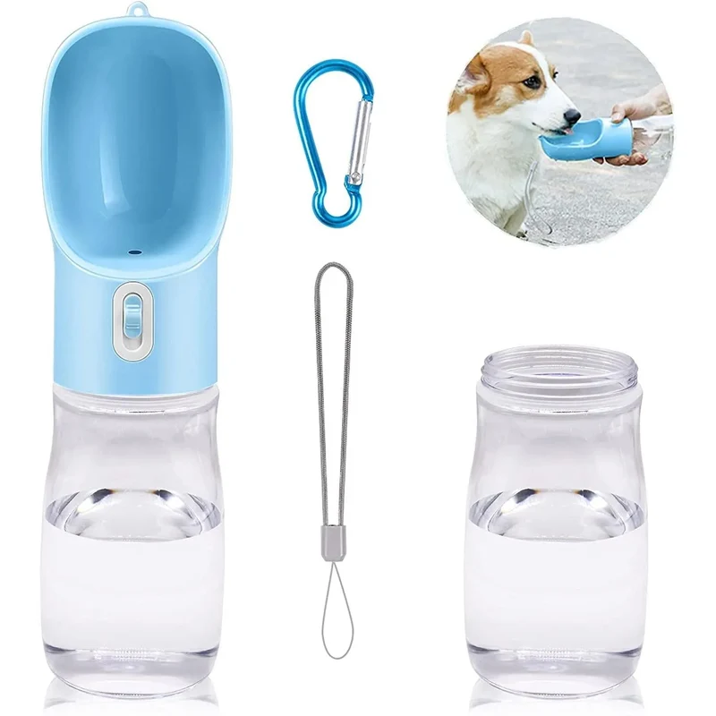 Bebedouro / Garrafa de Água Portátil para Cães e Gatos, com Comedouro (258 ml)