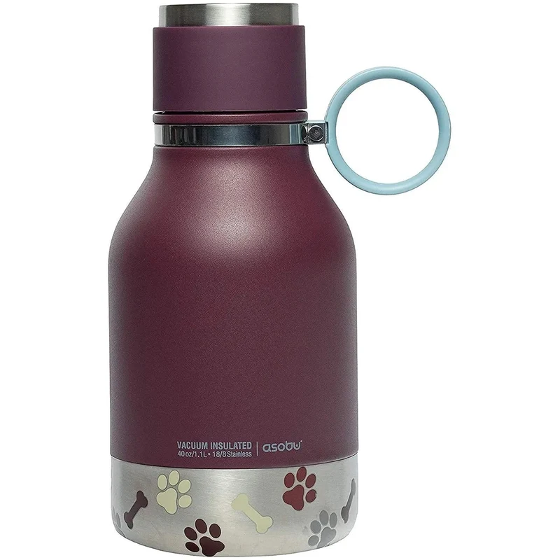 Tigela Bebedouro / Comedouro para Cão com Garrafa Isolada de Aço Inoxidável de 1 litro