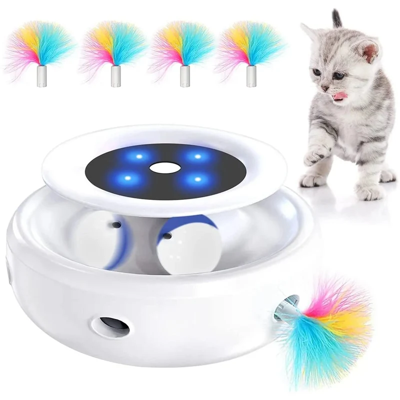 Brinquedo Interativo para Gatos - Elétrico - Giratório 360° - 2 em 1: com molas de extensão aleatórias e bola orbital