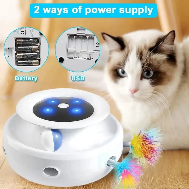 Brinquedo Interativo para Gatos - Elétrico - Giratório 360° - 2 em 1: com molas de extensão aleatórias e bola orbital