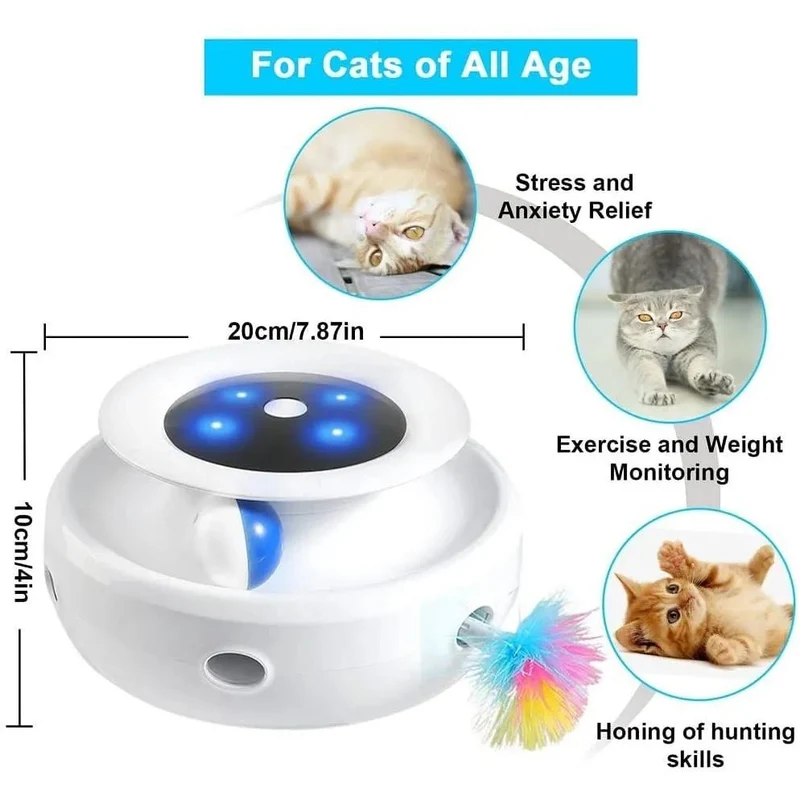 Brinquedo Interativo para Gatos - Elétrico - Giratório 360° - 2 em 1: com molas de extensão aleatórias e bola orbital