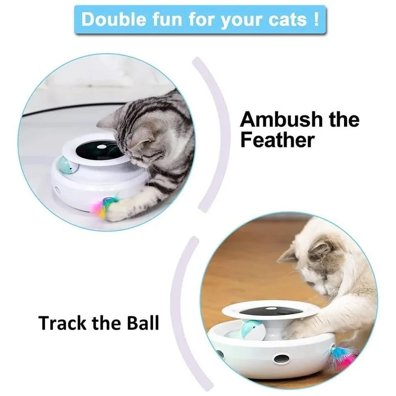 Brinquedo Interativo para Gatos - Elétrico - Giratório 360° - 2 em 1: com molas de extensão aleatórias e bola orbital