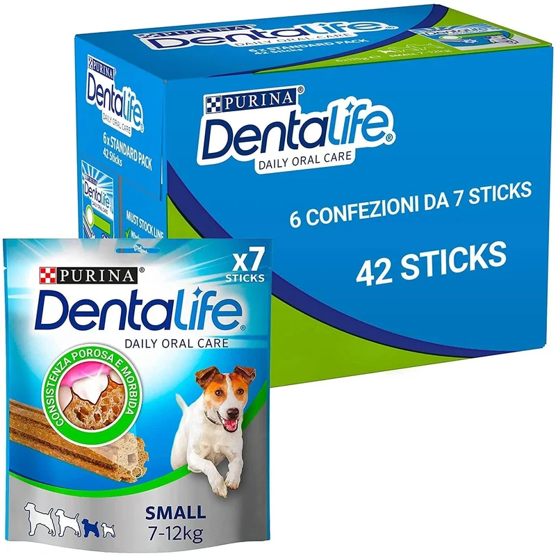 Purina Dentalife - 42 Barras dentárias para Cão Pequeno, 6 pacotes de 115 gramas = 42 barras / sticks