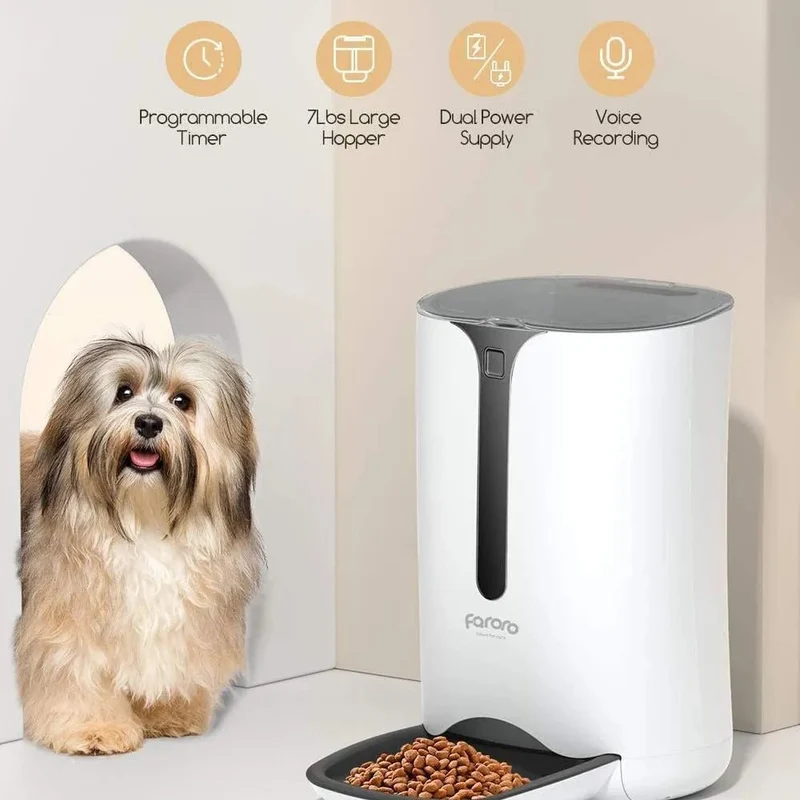 Alimentador Automático - Comedouro para Gatos ou Cães, com Temporizador, Ecrã LCD, Controlo de Porções - 7 litros - Até 4 refeições diárias