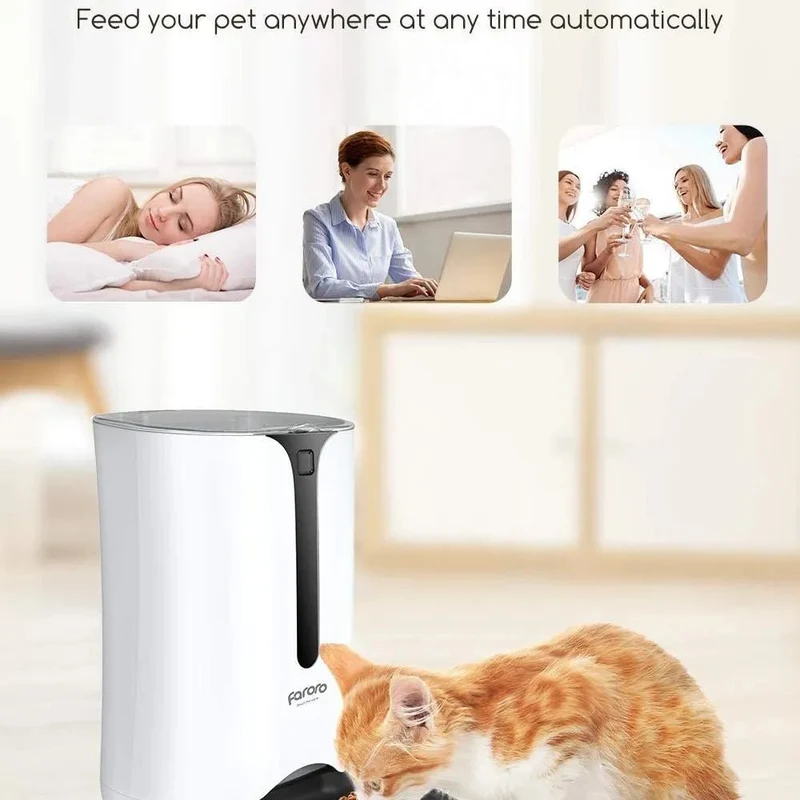 Alimentador Automático - Comedouro para Gatos ou Cães, com Temporizador, Ecrã LCD, Controlo de Porções - 7 litros - Até 4 refeições diárias
