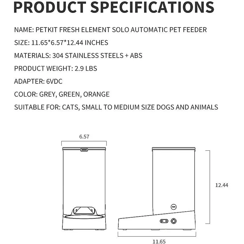 🐱 Comedouro Automático para 🐱 Gatos ou 🐶 Cães (3 litros) - Wi-Fi 2,4 G, 👉 Lavável, caixa de aço inoxidável