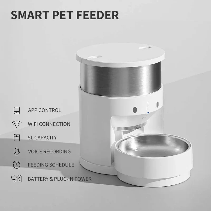 ❤️❤️ Comedouro Automático Inteligente para 🐶 Cães ou 🐱 Gatos, com Tigela Giratória Automática ❤️❤️ Controlo de Porções programável de 5 a 200 g por refeição 3 litros