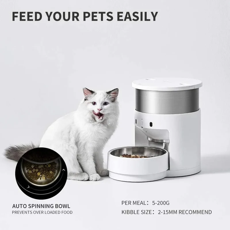 ❤️❤️ Comedouro Automático Inteligente para 🐶 Cães ou 🐱 Gatos, com Tigela Giratória Automática ❤️❤️ Controlo de Porções programável de 5 a 200 g por refeição 3 litros