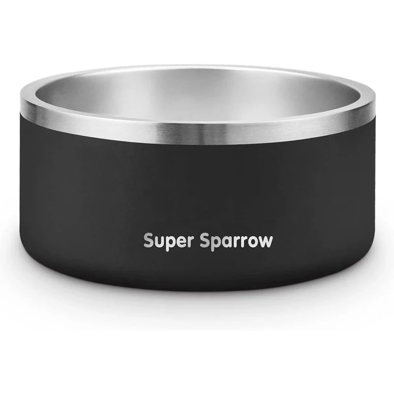 Comedouro para cães ou gatos, em aço inoxidável, base de silicone antiderrapante, lavável na máquina de lavar louça