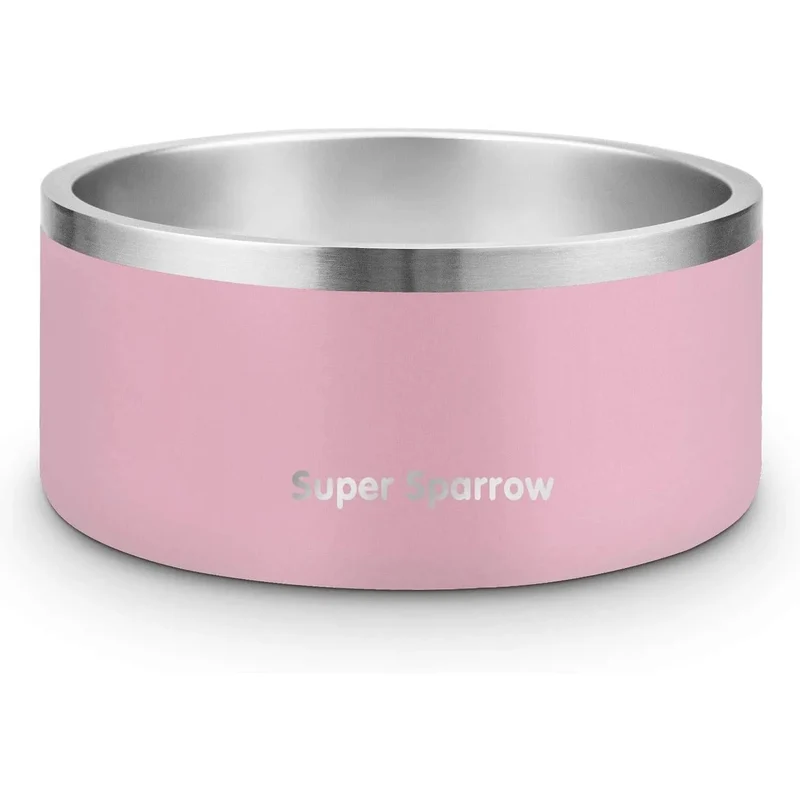 Comedouro para cães ou gatos, em aço inoxidável, base de silicone antiderrapante, lavável na máquina de lavar louça