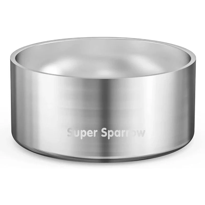 Comedouro para cães ou gatos, em aço inoxidável, base de silicone antiderrapante, lavável na máquina de lavar louça